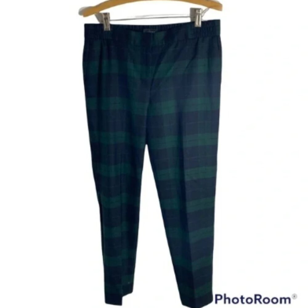 Talbots Scotch Plaid Pants Wool Blend Sz 4 Women’s Blue Green Trouser Straight